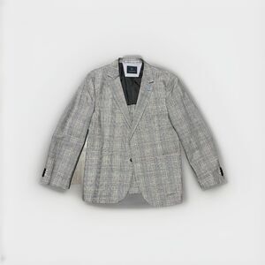 Tailorbyrd Sport Coat Blue Plaid Two Button Blazer Stretch Fabric Mens 44 Reg